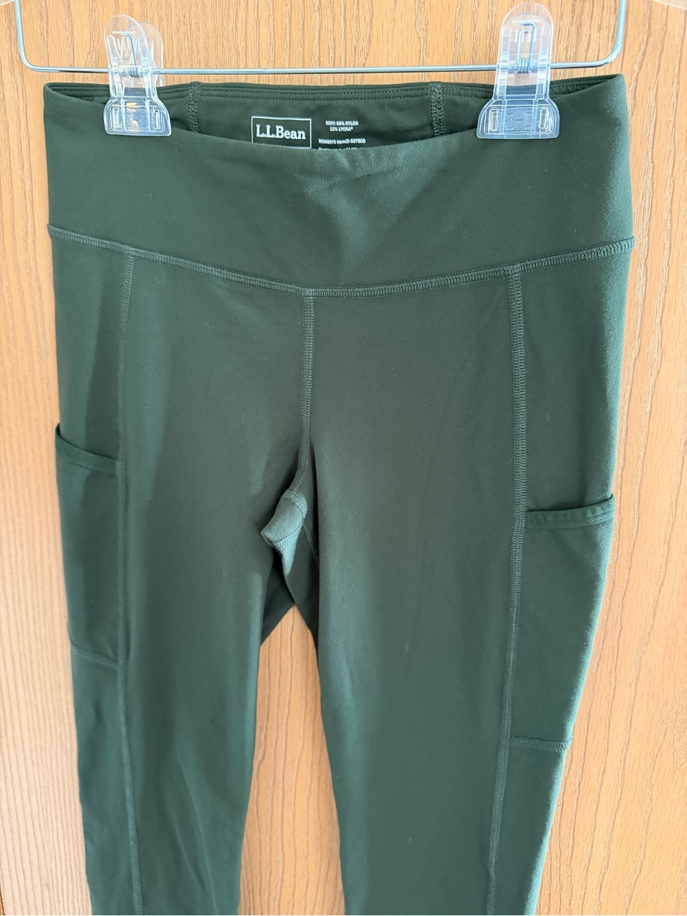 L.L.Bean Forest Green High-Rise Active Leggings with Side Pockets Women Size XS - Picture 2 of 11